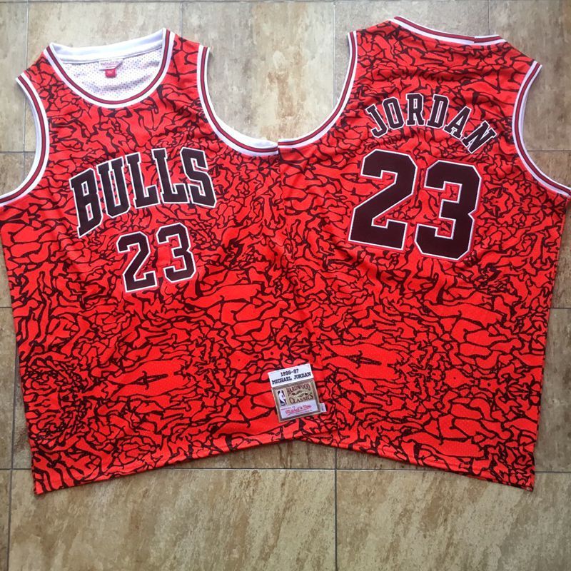 Men Chicago Bulls #23 Jordan Red split tight embroider Mitchell&Ness NBA Jerseys